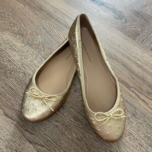 Banana Republic Authentic Leather Gold Ballet Flats NWOT